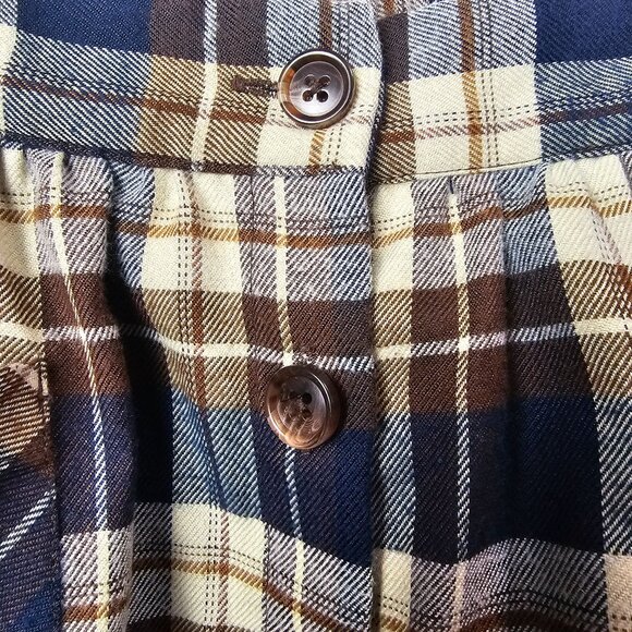 ModCloth Plaid Pocket Button Front A-Line Lined Skirt, Sz L - Picture 3 of 8